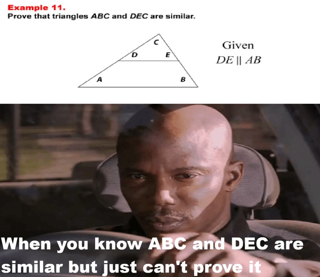 When you know ABC and DEC are similar but just can’t prove it. Geometry struggles be like... #Maths #EpicFail #Relatable.