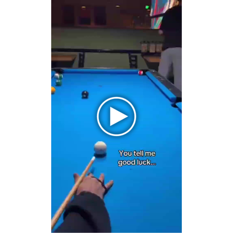 You tell me good luck... but you’ve seen my aim. If I hit the 8 ball first, it’s on you! #poollife #oops #proskills.