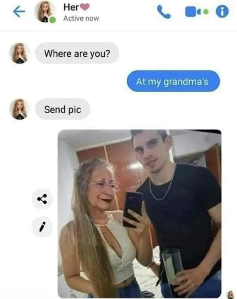 When grandma asks for a visit but you’re the only one home 😂 "Where are you?" "At my grandma's." #family #photoshop #lol.