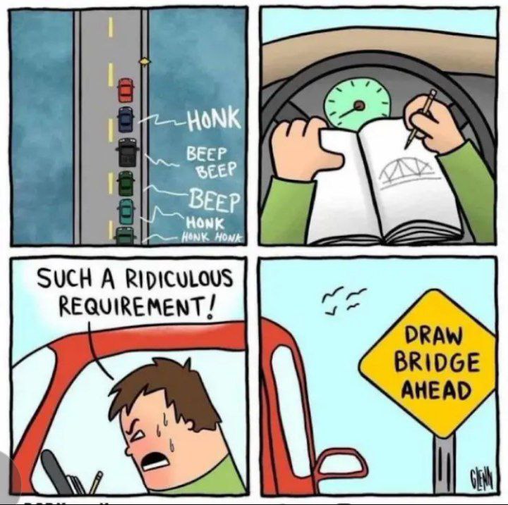 When life says "DRAW BRIDGE AHEAD" but you take it way too literally. "Such a ridiculous requirement!" 😂 #traffic #epicfail.