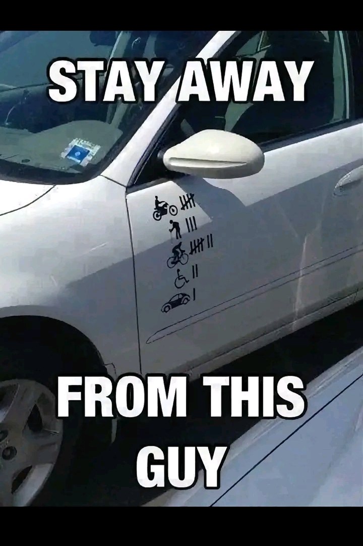 When you see tally marks next to car door icons, just remember: STAY AWAY FROM THIS GUY 🚶‍♂️🚴🏍️🚗 #danger #fails.