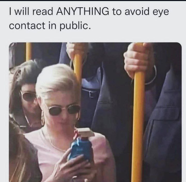 You know it's bad when you're out here reading shampoo bottles just to dodge eye contact. "I will read ANYTHING to avoid eye contact in public." #anxiety.