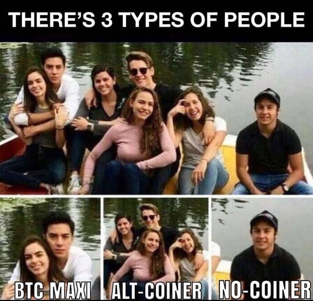 You ever feel like the No-Coiner on crypto night? BTC Maxi with 2, Alt-Coiner flexin’ with 3, solo life’s wild 😂 #crypto #FOMO.