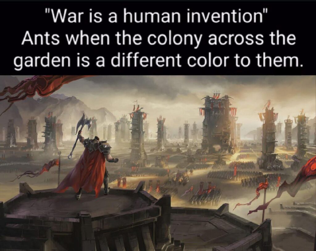 “War is a human invention.” Ants when the colony across the garden is a different color to them. #facts #AntLife.