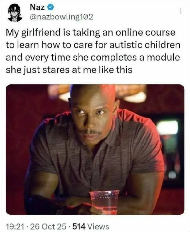 You after finishing an online course on caring for autistic children: *intense stare at partner* #Parenting #LifeSkills.