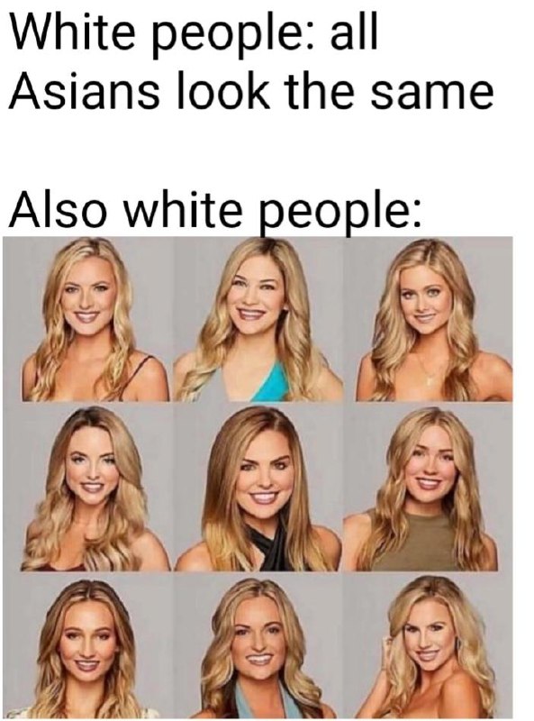 When white people say “All Asians look the same” and then—well, just look at this. “Also white people:” 😂 #irony #memes.