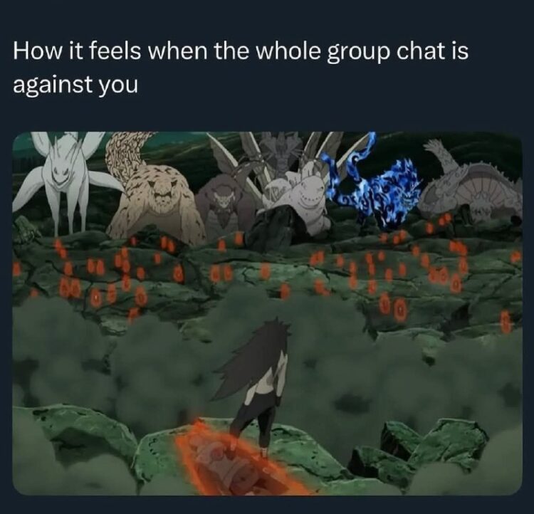 How it feels when the whole group chat is against you. Ever felt like the main character facing final boss energy? 😂 #mood.