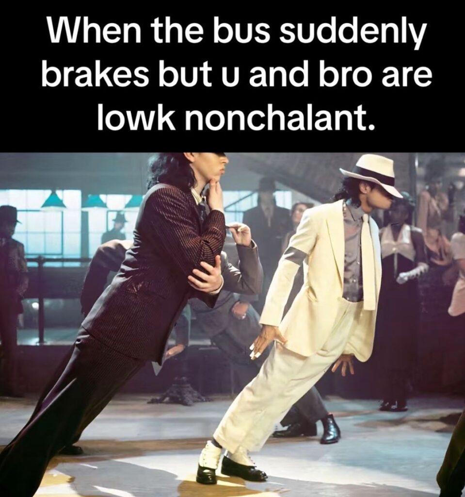 When the bus suddenly brakes but u and bro are lowk nonchalant. Why panic when you can vibe? #buslife #friendship #chill.