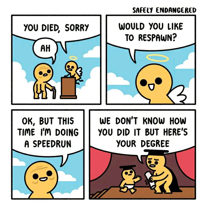 You die, respawn, ask for a speedrun—and boom! Get a degree nobody knows how you earned. College IRL #speedrun #lifegoals.