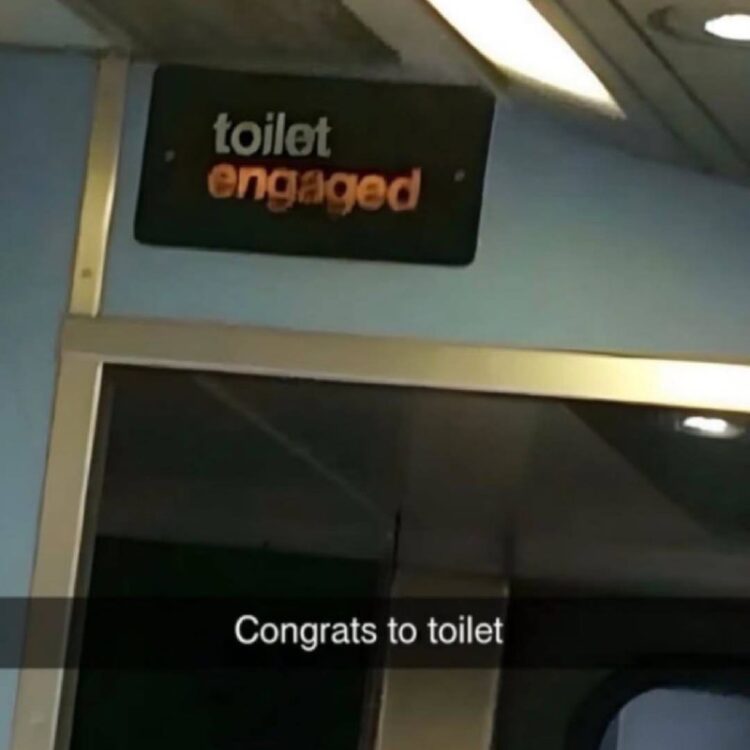 You know you’ve made it when the sign says “toilet engaged.” Congrats to toilet. #Winning #AchievementUnlocked.