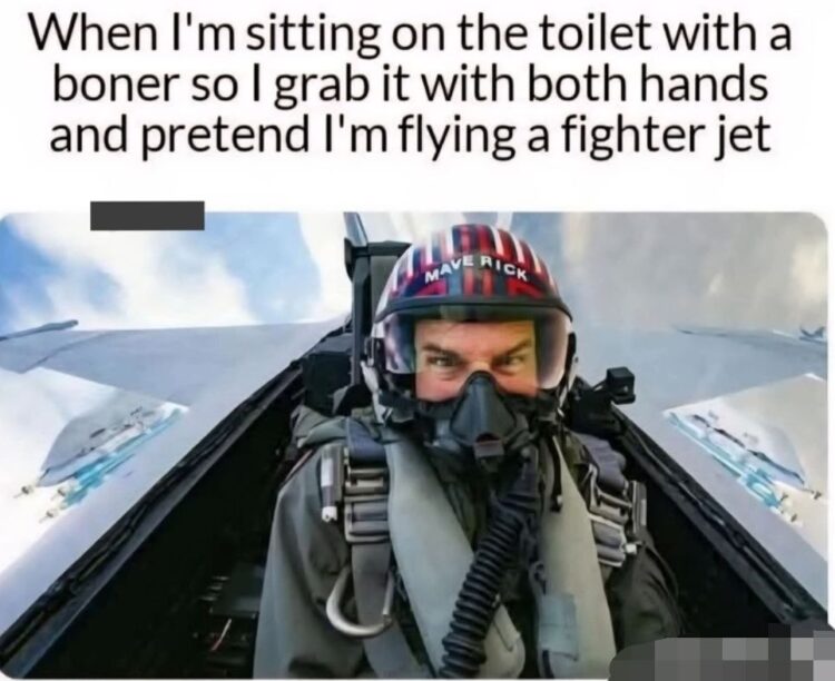 Ever pretend you're Maverick flying a jet while on the toilet gripping your joystick with both hands? #relatable #TopGun.