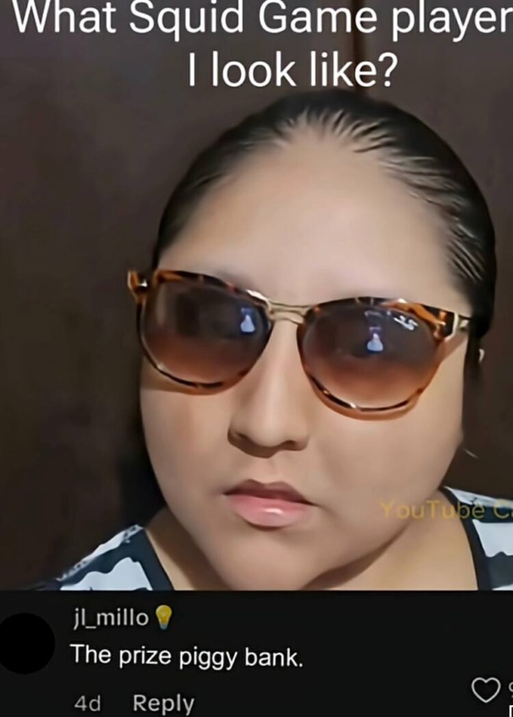 What Squid Game player I look like? The prize piggy bank. Admit it, you see it too. #SquidGame #meme #glasses.