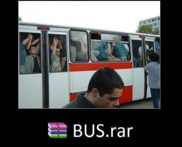 Ever tried to fit in a BUS.rar? Compressed public transport game strong! 😂 #MondayMood #LifeHacks #WinRAR.