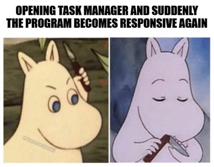 Opening Task Manager and suddenly the program becomes responsive again. When you finally act tough and Windows gets scared 😂 #tech #relief.