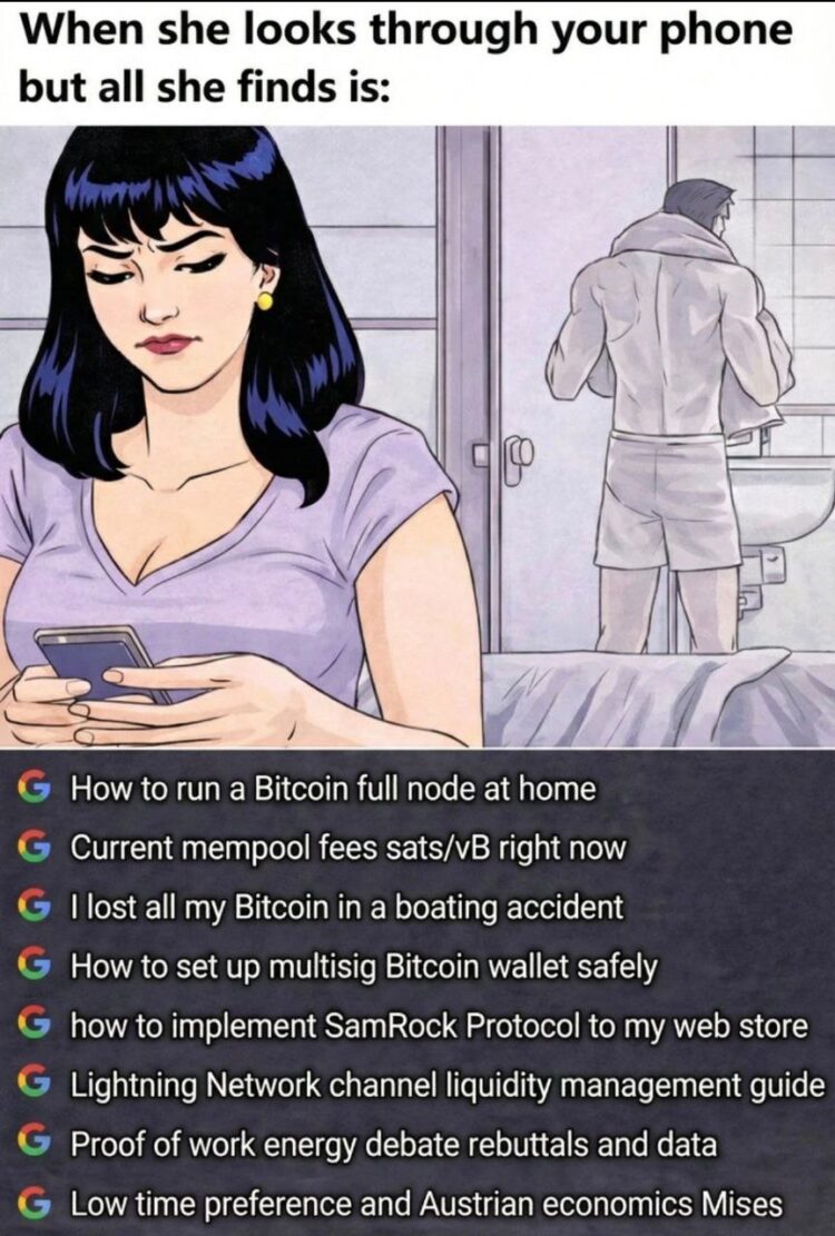 When you say "quick shower" but Google how to not lose all your Bitcoin instead. nodes wallets fees protocols economics #crypto #life.