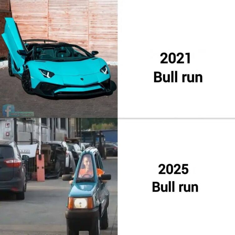 2021 Bull run: 🚗💨 2025 Bull run: 🚗😅 When your Lambo dreams meet economy reality! #bullrun #crypto #memes.