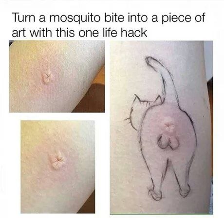 When life gives you a mosquito bite, turn it into cat booty art! #creative #mosquito #catlife #lol.