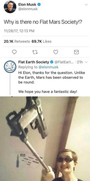 You ever just ask why there’s no Flat Mars Society and get roasted by the experts? 😂 "Mars is observed to be round." #FlatEarth #ElonMusk.