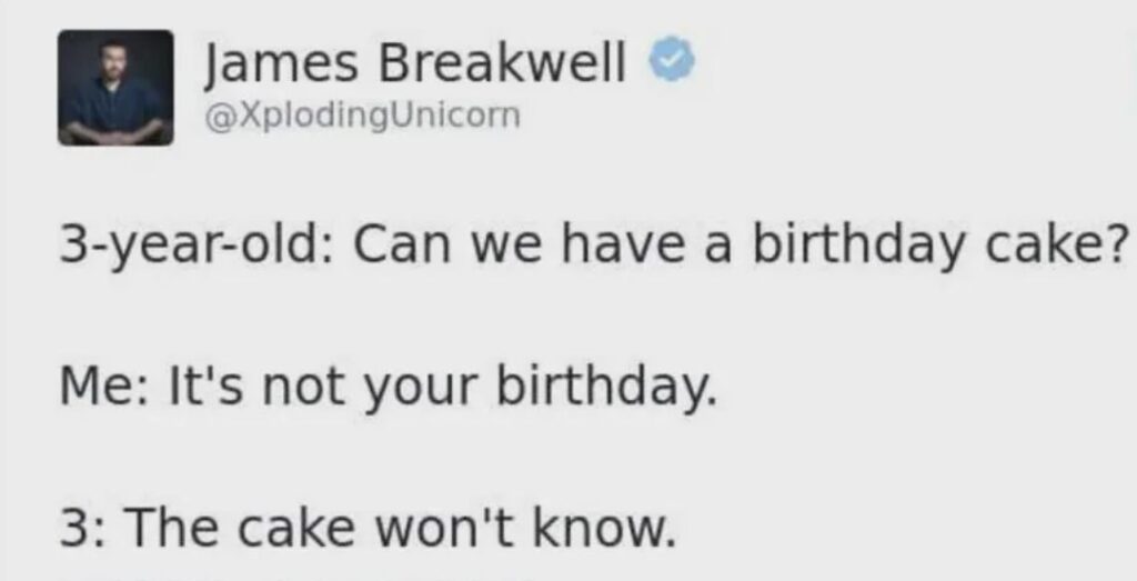 When your 3-year-old says “The cake won’t know” and honestly, they make a solid point. 😂🎂 #parenting #lol #cake.
