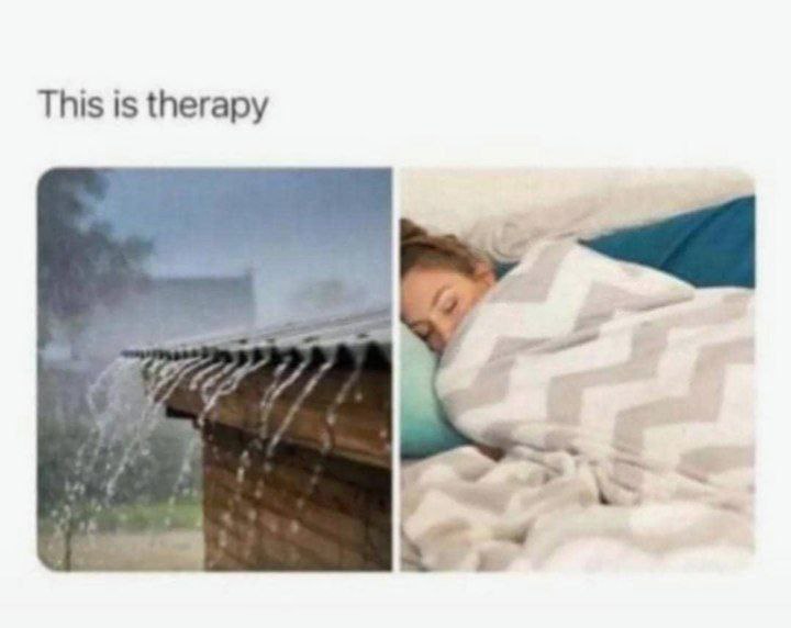 When rain hits the roof and you’re tucked in bed like 😌 THIS is therapy. Not negotiable. #Mood #CozyVibes #Therapy.
