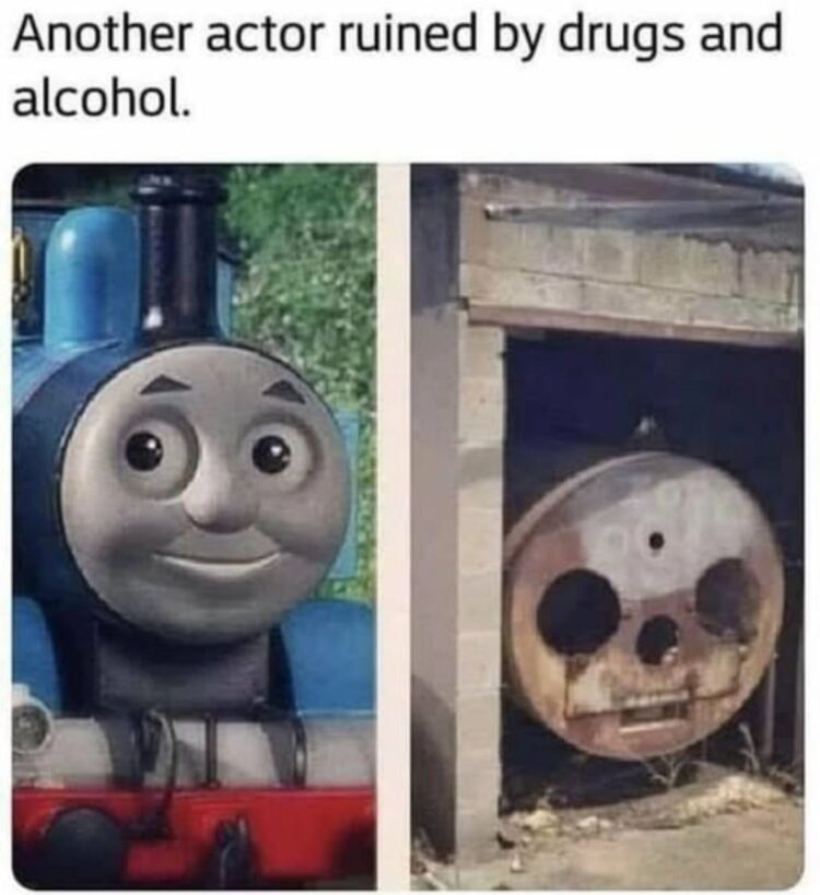 When you remember Thomas the Tank Engine? Another actor ruined by drugs and alcohol. #nostalgia #fail.