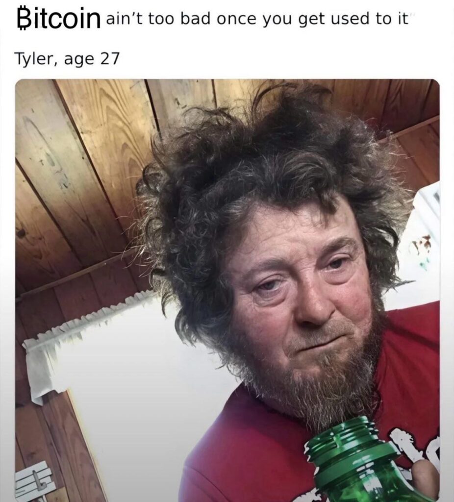 When Bitcoin says you’re 27 but your hairline is 47. Investing years off your life, one dip at a time. #Bitcoin #aging.