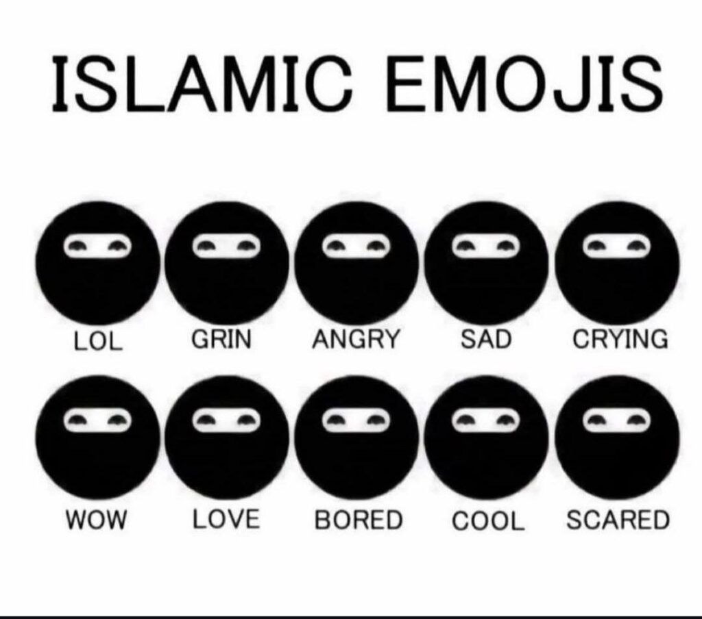 Islamic Emojis: when your mood changes but the squad can’t tell 😂 10 emotions, same look. Expressive much? #emoji #meme.