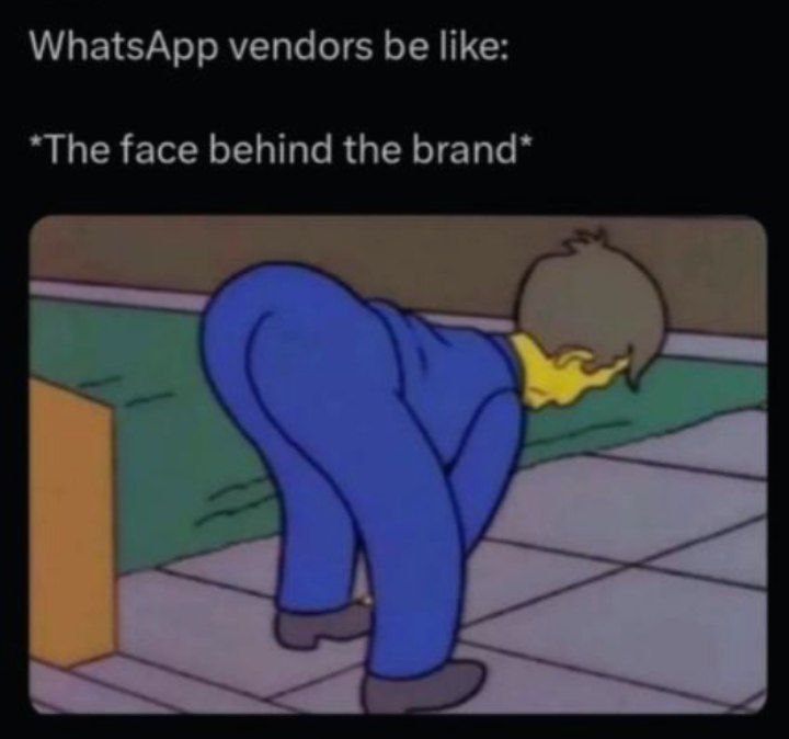 WhatsApp vendors be like: *The face behind the brand* 😂 We all know one! #WhatsApp #meme #funny.