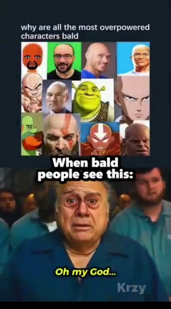 Why are the op characters always bald? When bald people see this: Oh my God... 😂 #baldpower #meme #relatable.