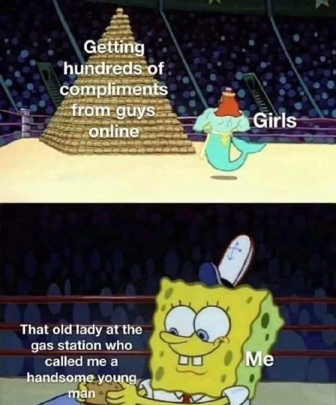 When that old lady at the gas station calls you a handsome young man vs getting hundreds of compliments online 😂🏆 #facts #mood.