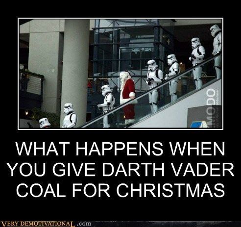 What happens when you give Darth Vader coal for Christmas? Instant galactic consequences. #Santa #StarWars #Christmas.