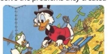 You know politicians are just like Scrooge McDuck skiing down cash then claiming they need more taxes to fix their own mess. #relatable.
