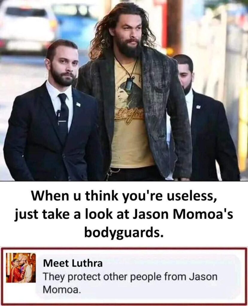 When you’re so massive even your bodyguards are just there to protect everyone else. #JasonMomoa #TooBigToHandle.