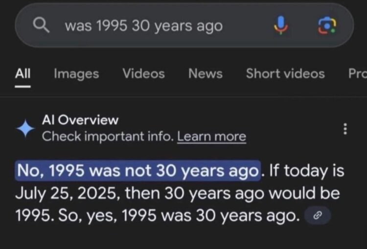 When you Google "was 1995 30 years ago" and realize it’s only true in 2025. Time hurts 😂 #90s #MathFail.
