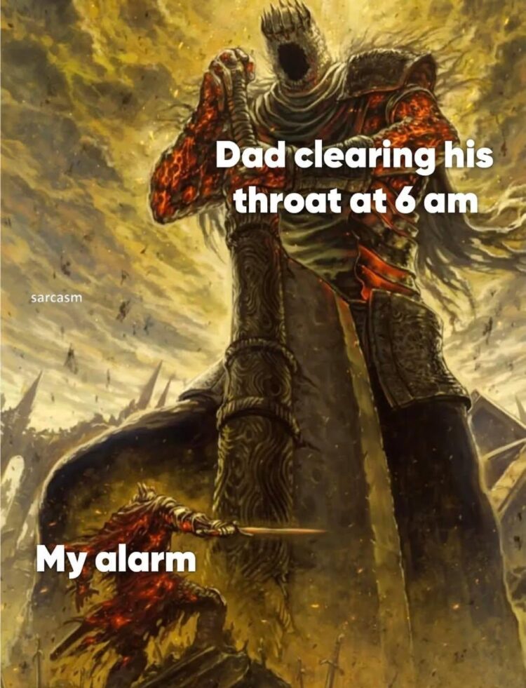 When "Dad clearing his throat at 6 am" shows your alarm who's boss. RIP morning peace 😂 #dadlife #alarmstruggles.