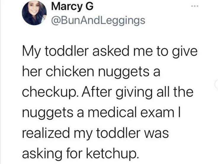 When your toddler requests a "checkup" for her nuggets, so you go full doctor mode... but she just wanted ketchup 😂 #parenting #oops.