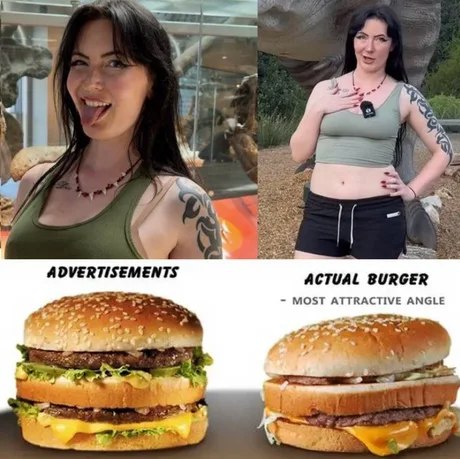 When you see those perfect "Advertisements" burgers vs the "Actual Burger – Most Attractive Angle" reality. #ExpectationsVsReality.