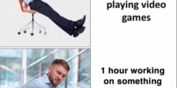 Relatable: Top, chill guy gaming for 8 hrs. Bottom, same dude in pain after just 1 hr working. Why is it always like this? 😂 #relatable #gaming.