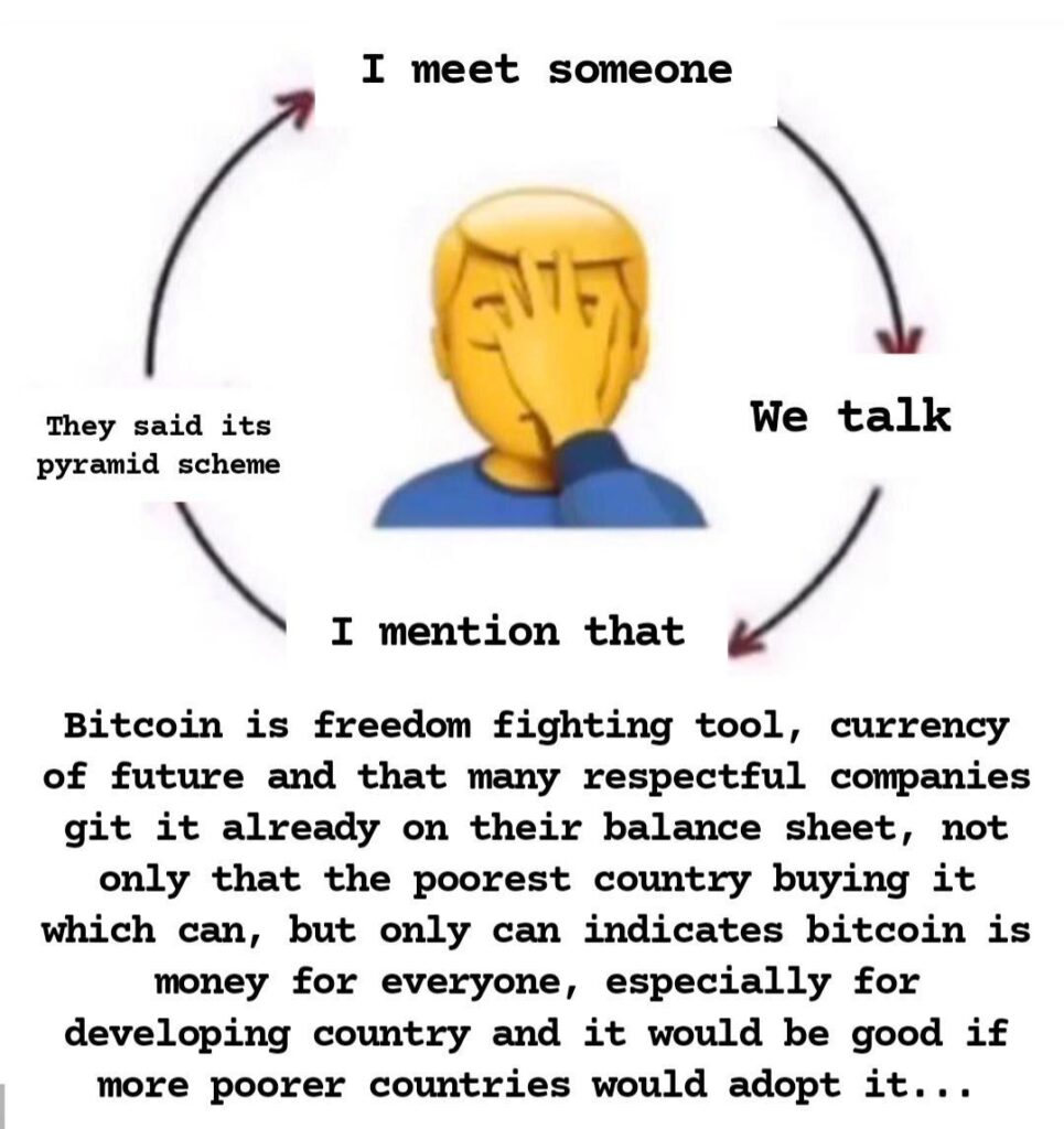 When your friend says Bitcoin is a pyramid scheme but you know it could help poorer countries 😂💸 #Bitcoin #Crypto #Finance.