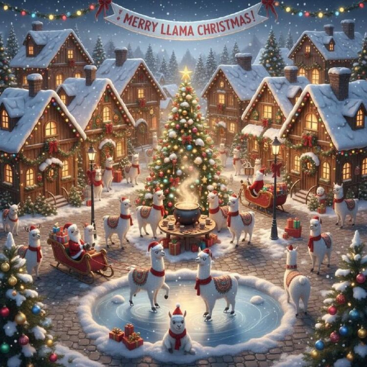 You know it’s a Merry Llama Christmas when you and your squad show up like this. Ho-ho-hoofin’ it! #LlamaDrama #ChristmasVibes.