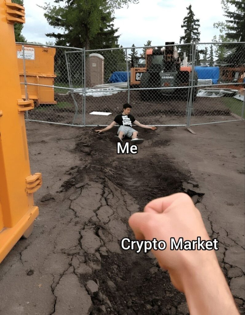 When you think you're ready for the gains, but "Crypto Market" says otherwise. RIP "Me" 😂 #crypto #rekt #memes.
