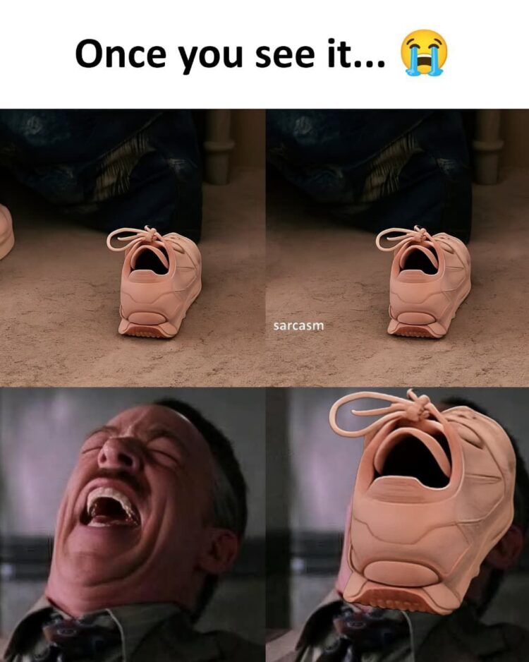 Once you see it... 😭 You’ll never look at sneakers the same again. #meme #funny #lol.