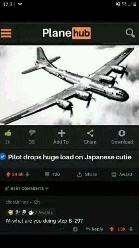 When the pilot drops a huge load on Japanese cutie and someone comments "What are you doing, step B-29?" 😂 #history #memes.