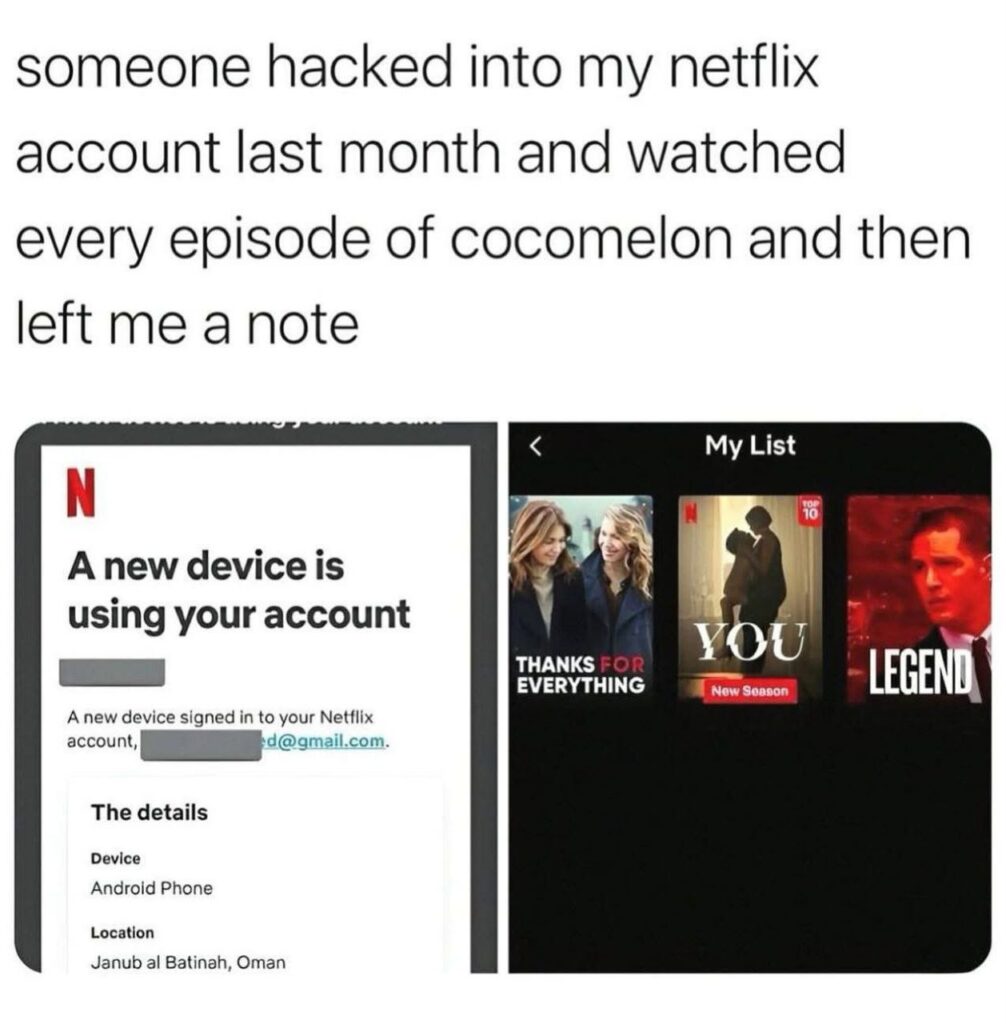 When you hack my Netflix just to watch Cocomelon and leave a note. Oman knows what’s up 😂 "Thanks for Everything" #Netflix #Cocomelon #hacked.