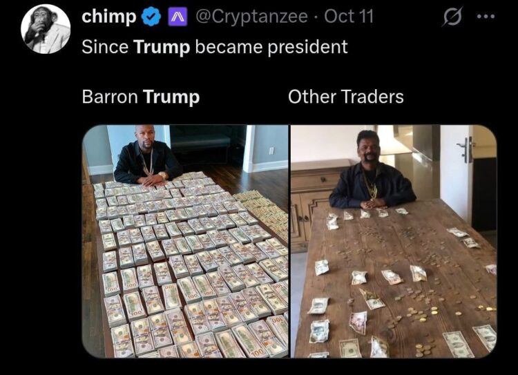 When you trade like Barron Trump vs when you’re just one of the “Other Traders.” Cash mountain or coin drought? #meme #trading.