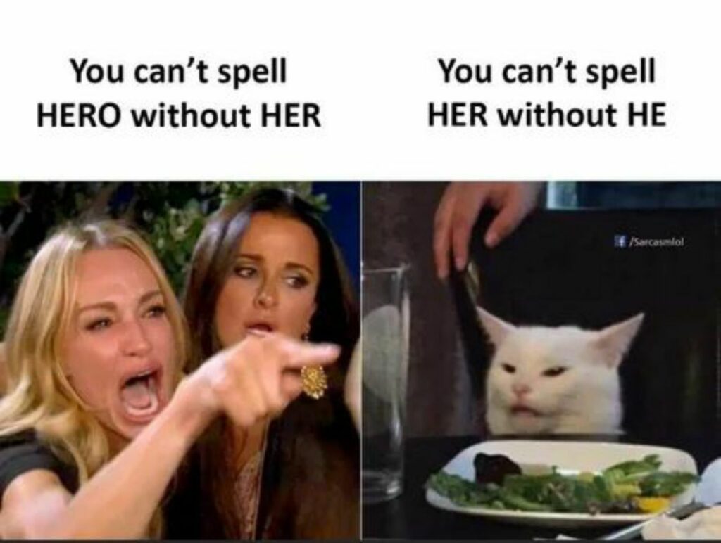 You can't spell HERO without HER. But you also can't spell HER without HE. Mind blown 🤯 #Facts #Wordplay.