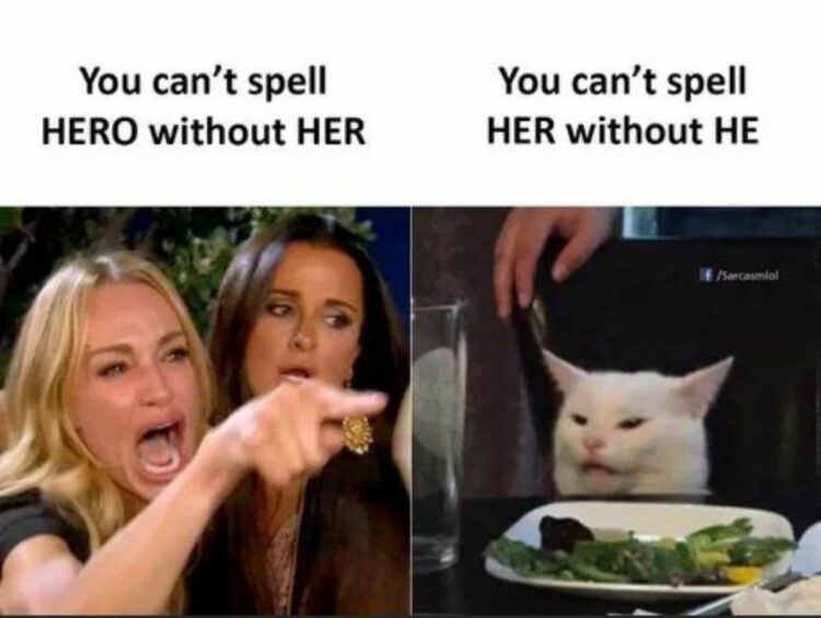 You can't spell HERO without HER. But you also can't spell HER without HE. Mind blown 🤯 #Facts #Wordplay.