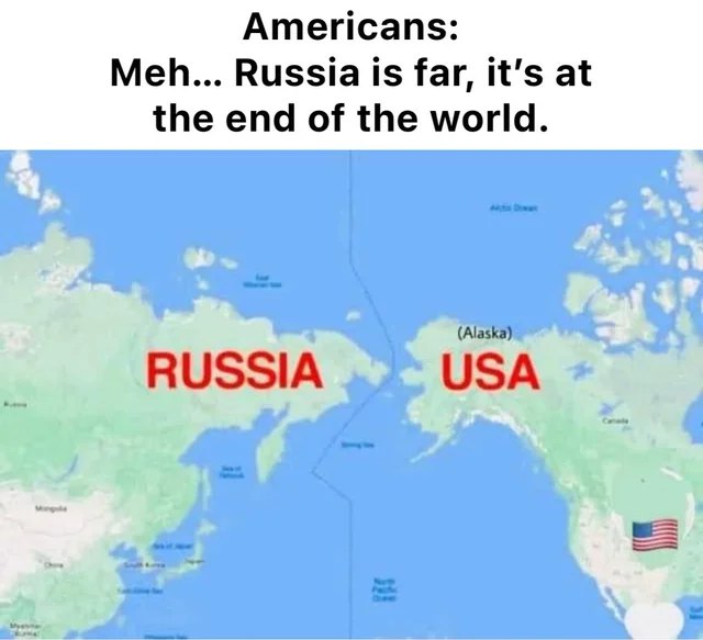 Americans: "Russia is SO far away." Reality check—it's literally waving at you from across Alaska. 🌎🤔 #Geography #MindBlown.