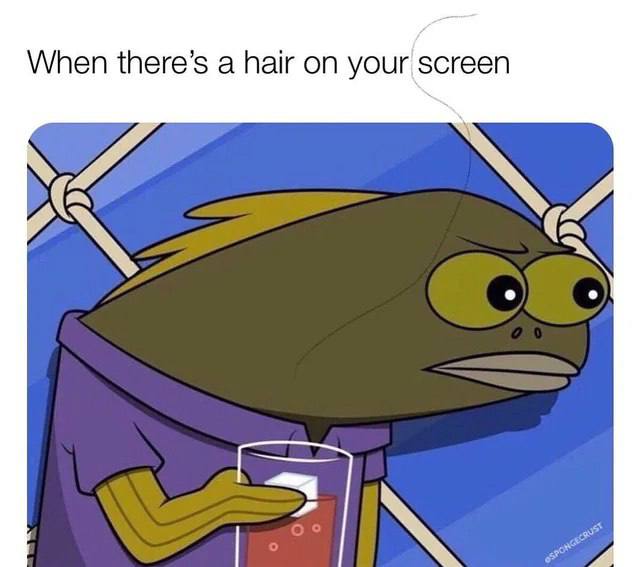 When there’s a hair on your screen. You try to swipe it away, but it's part of the pic. Instant rage mode. #meme #fail.