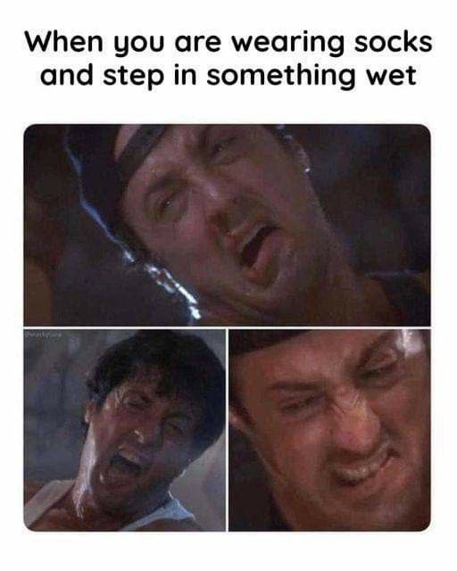 When you are wearing socks and step in something wet. Instant regret unlocked. #meme #socks #fail.